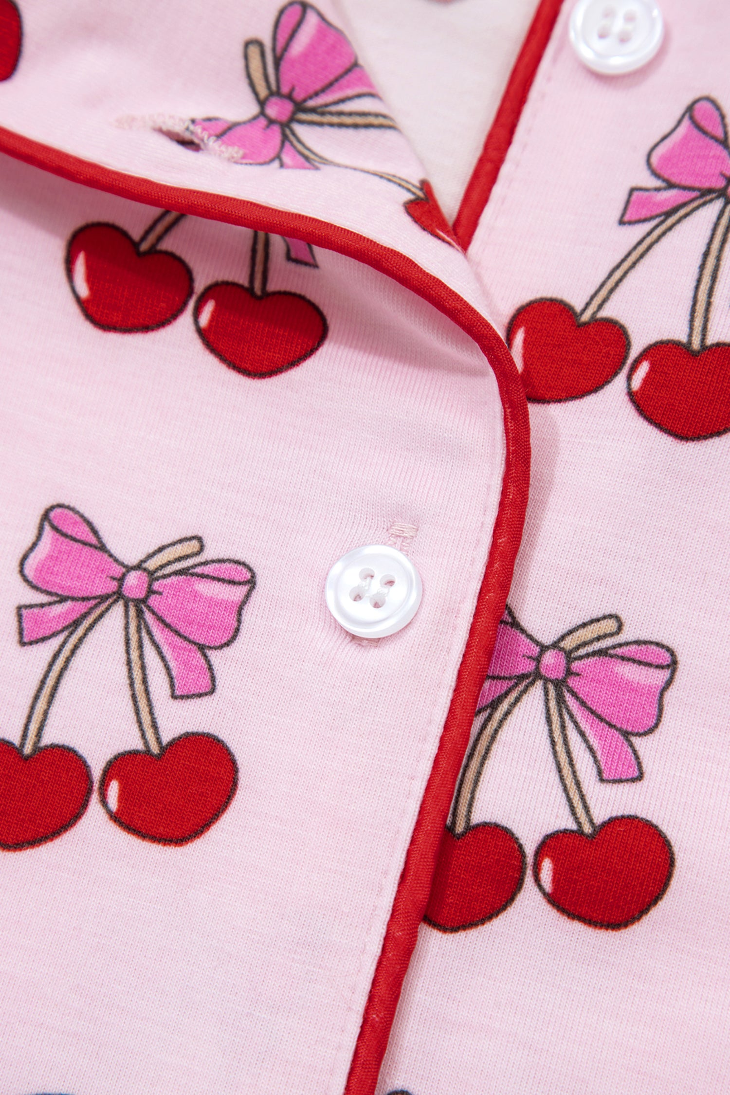 Pink Cherry/Bow Print Short Pajama Set 🇺🇸
