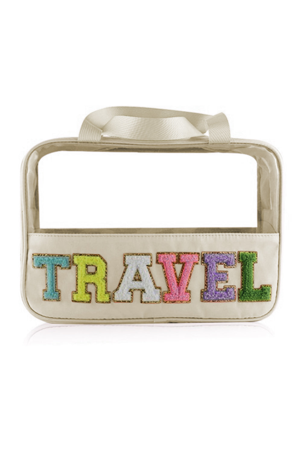 Parchment TRAVEL Chenille Letter Clear PVC Makeup Bag 🇺🇲