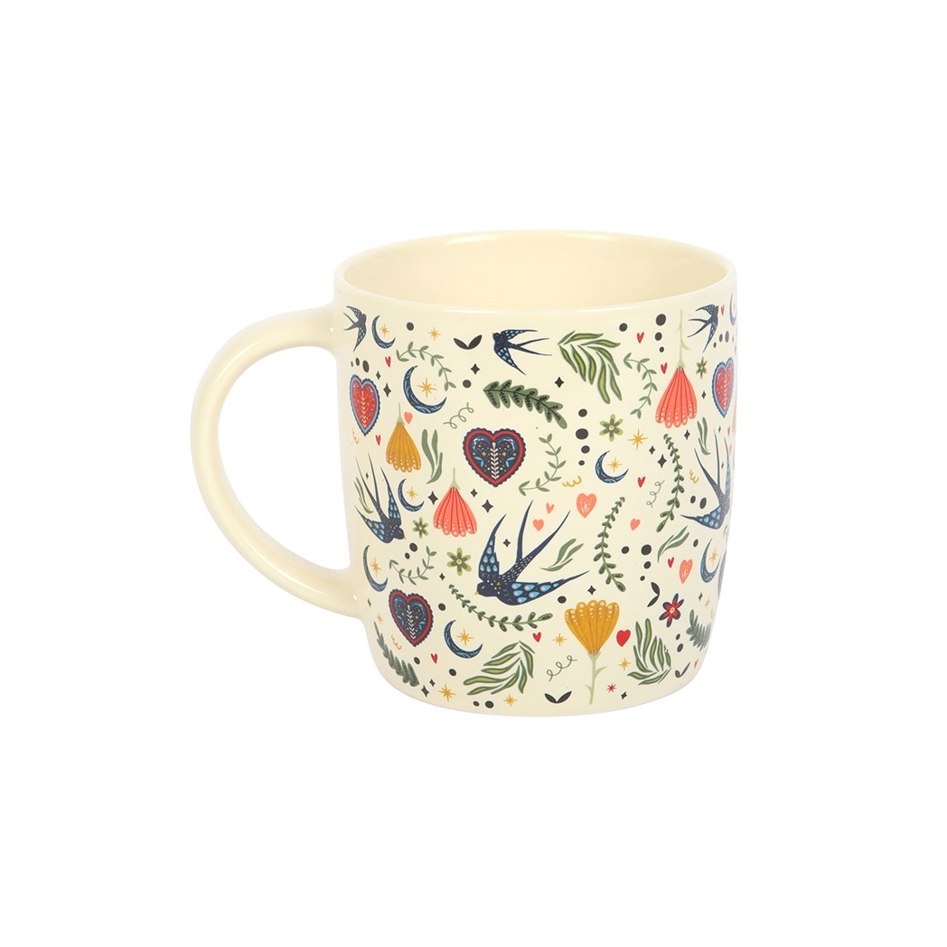 Cream Midnight Bloom Print Mug 🇬🇧