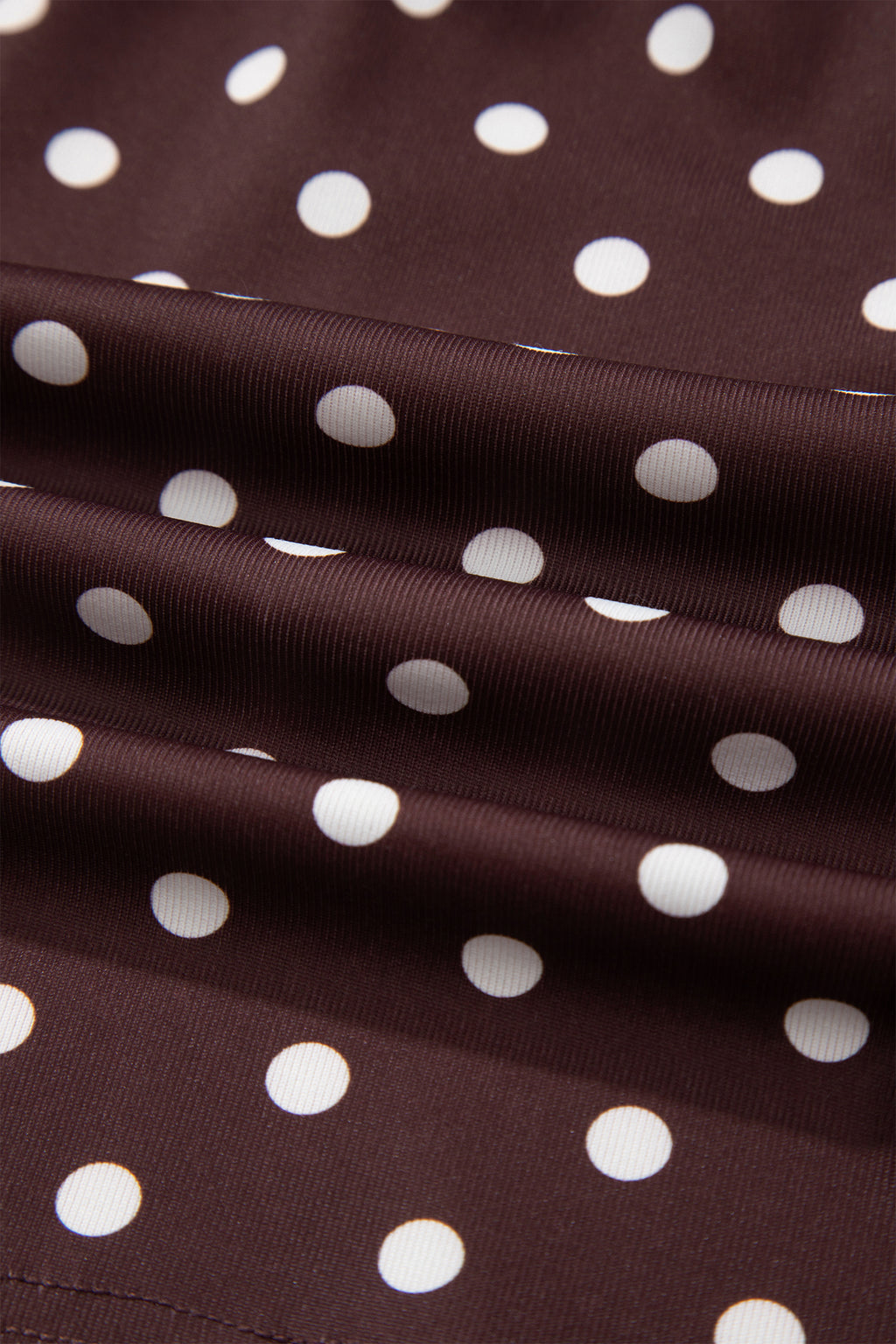 Brown Polka Dot Halter Tank Drawstring Elastic Waist Short Set 🇺🇸