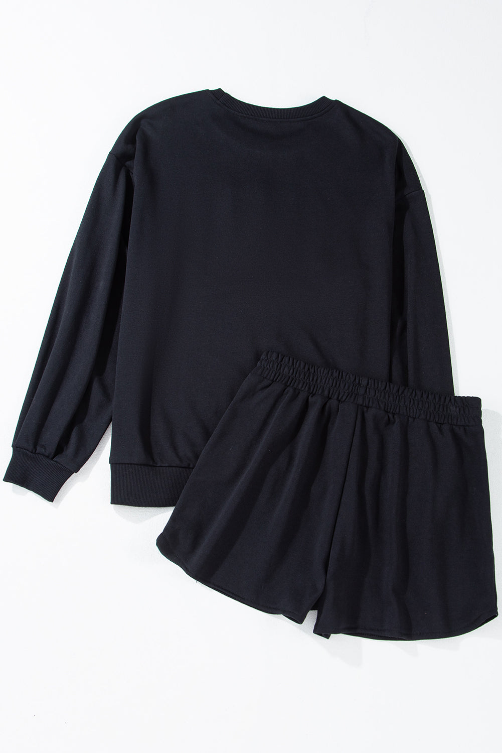 Black Sequined COFFEE Loose Fit Sweatshirt and Shorts Set 🇺🇸