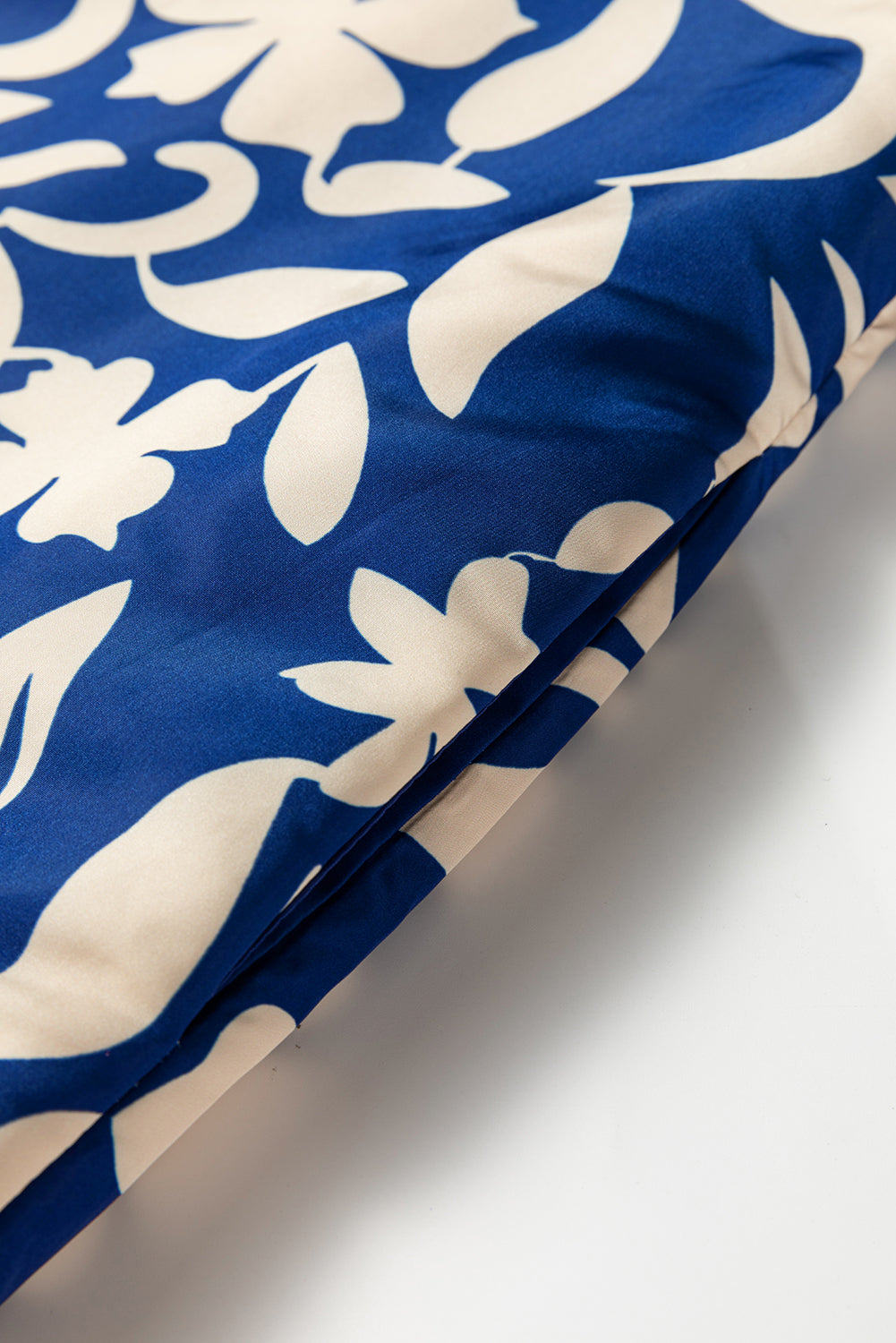 Blue Flower Print Open Front Buttoned Cuffs Elegant Jacket 🇺🇸