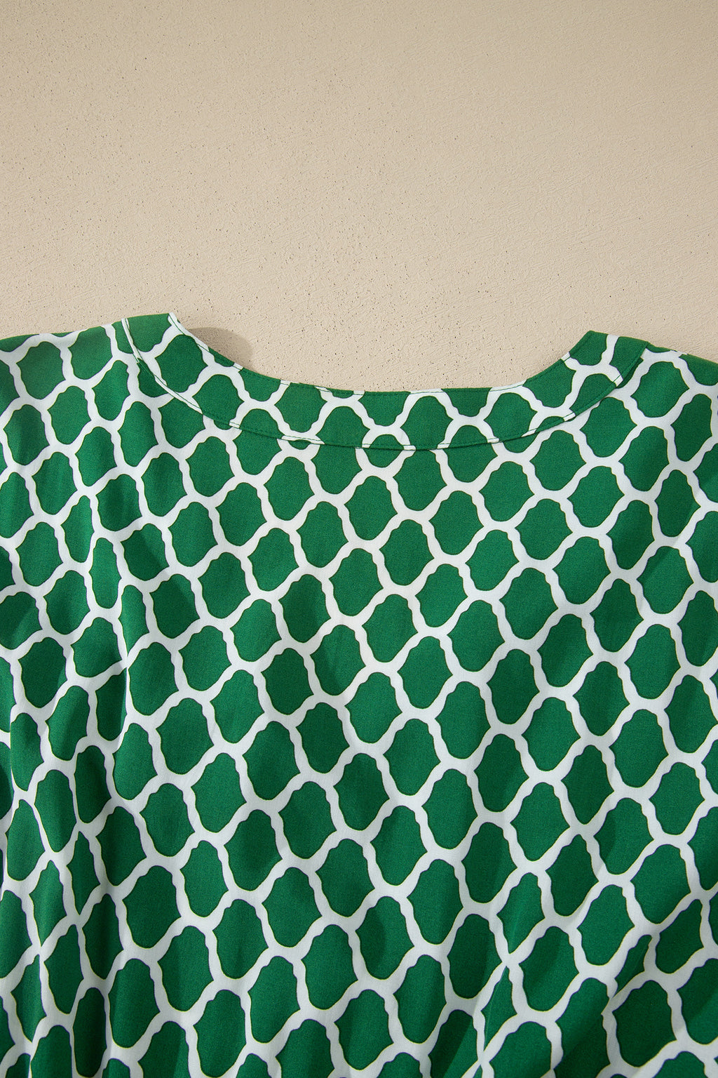 Green Plus Size Geometric Print Pocketed Ruffle Hem Casual Dress 🇺🇸