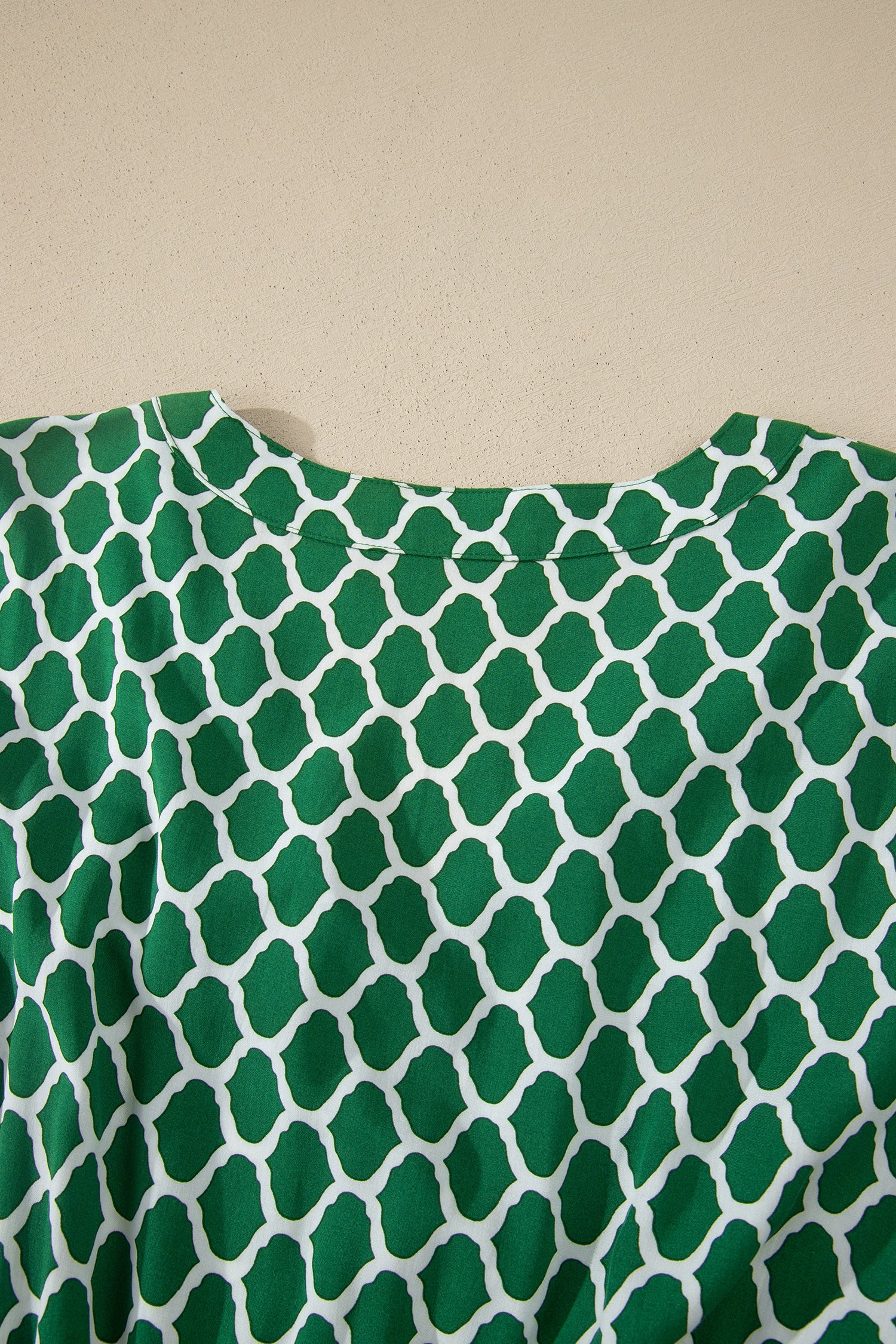 Green Plus Size Geometric Print Pocketed Ruffle Hem Casual Dress 🇺🇸