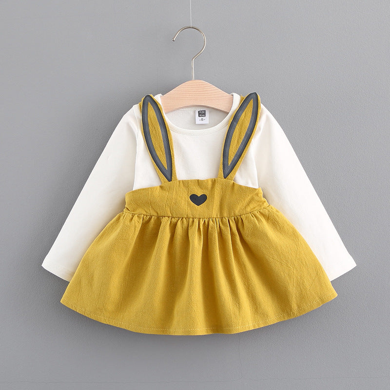 2021 autumn new Korean children's clothing, girls cute rabbit dress, baby baby princess dress 916 🇨🇳