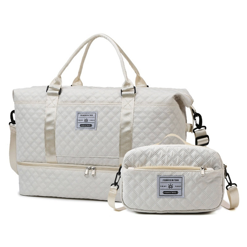 Large-Capacity Quilted Embroidered Thread Handle Crossbody Storage Travel Bag 🇨🇳