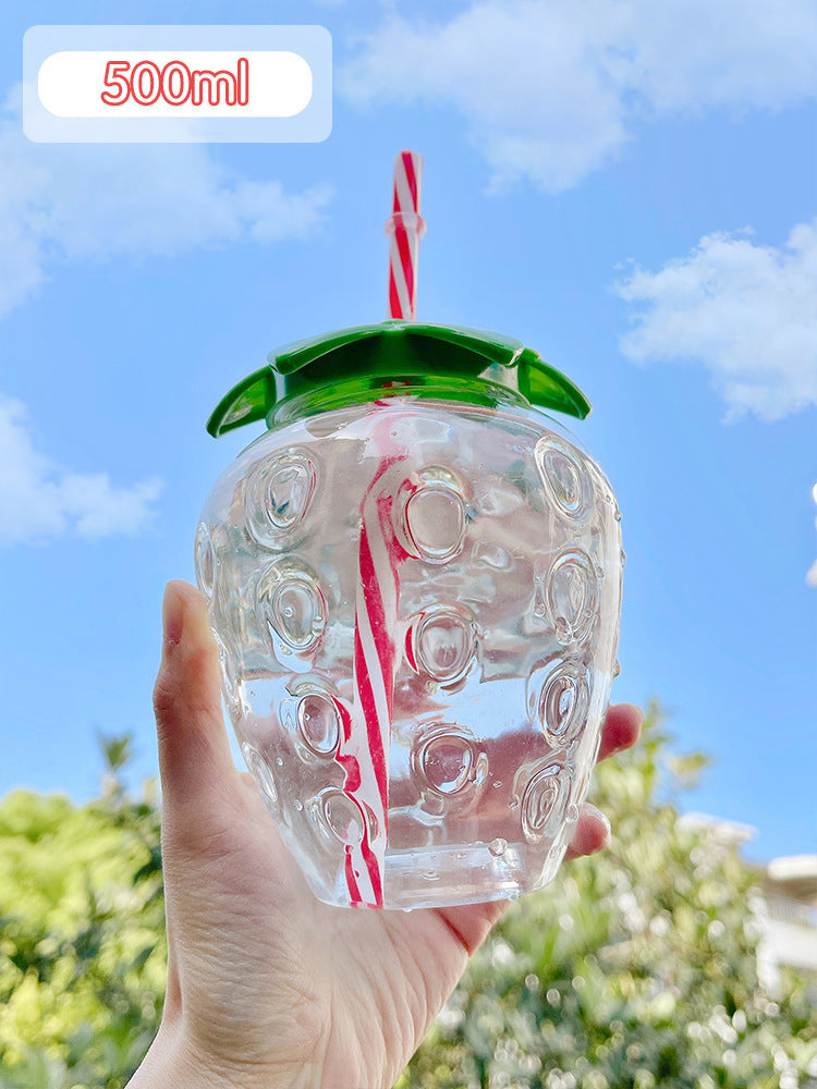 500ml Kawaii Strawberry Water Bottle Cute Straw Water Bottle 🇨🇳