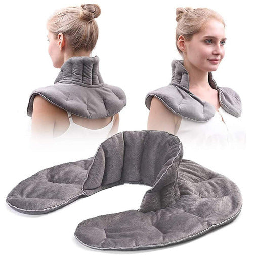 Microwave Heating Neck and Shoulder Wrap Gravity Weighted Strap Plush Heating Pad with Hot/Cold Pack 🇨🇳