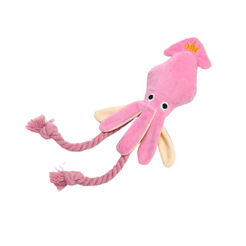 Cute Squid Small Dog Toy Sound BB Plush Pet Puppy Rope Toys Chew Squeak 🇨🇳