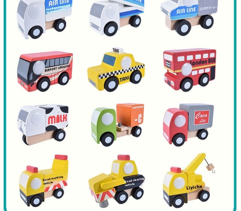 Children's Colored Wooden Car Puzzle Toys 🇨🇳