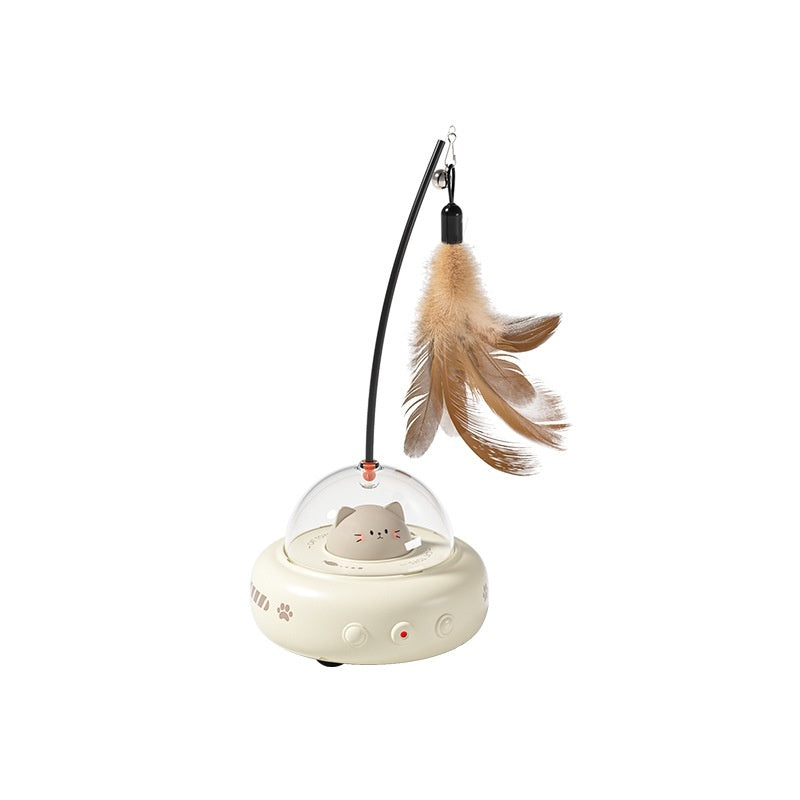 Smart Teaser Cat Toy Electric UFO Cat Teaser Stick With Bell Training Pet Toys Replaceable Feather Interactive Cat Supplies Pet Supplies Pets Products 🇨🇳