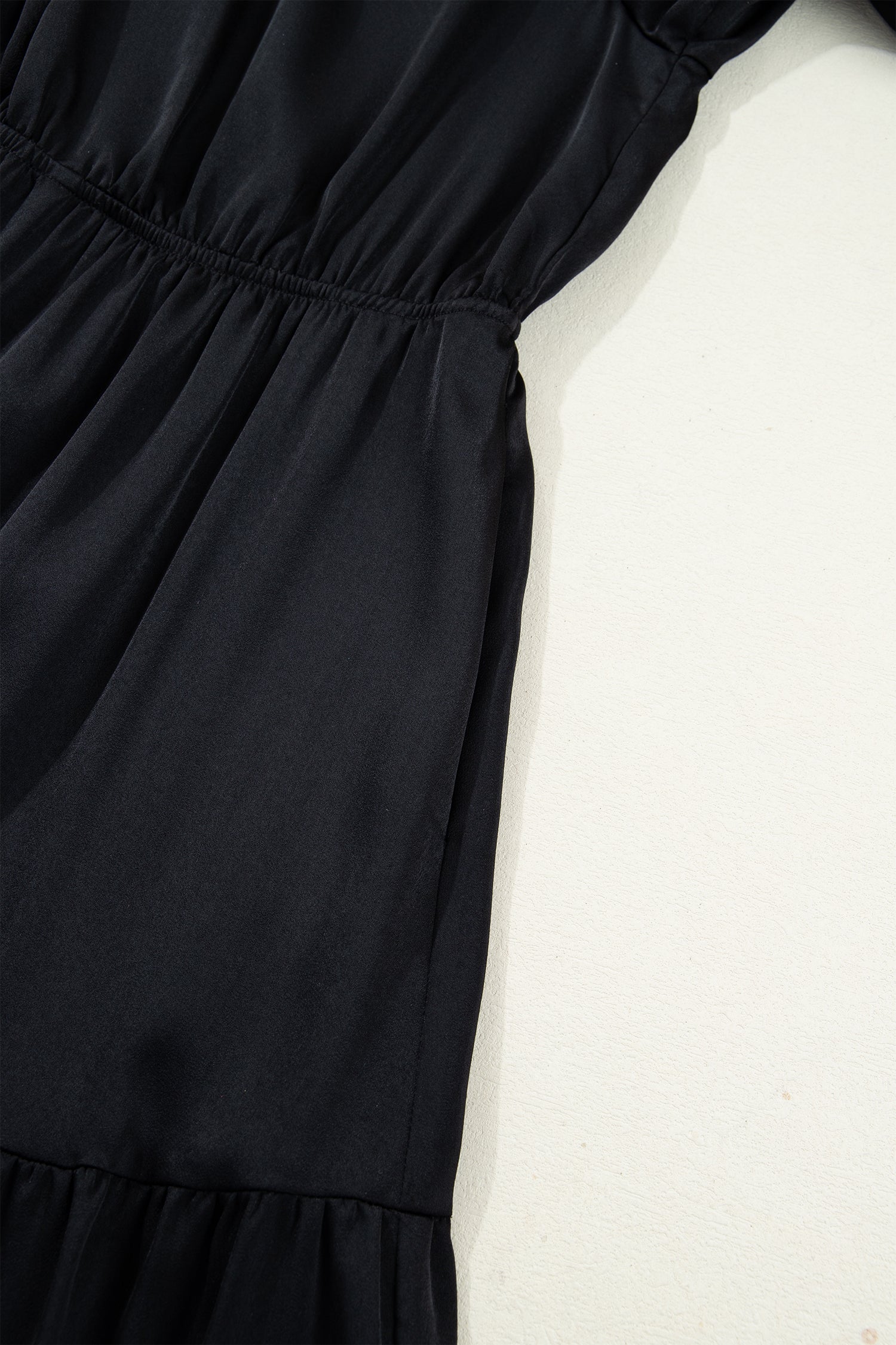 Black Flounced Bracelet Sleeve V Neck Tiered Maxi Dress 🇺🇸