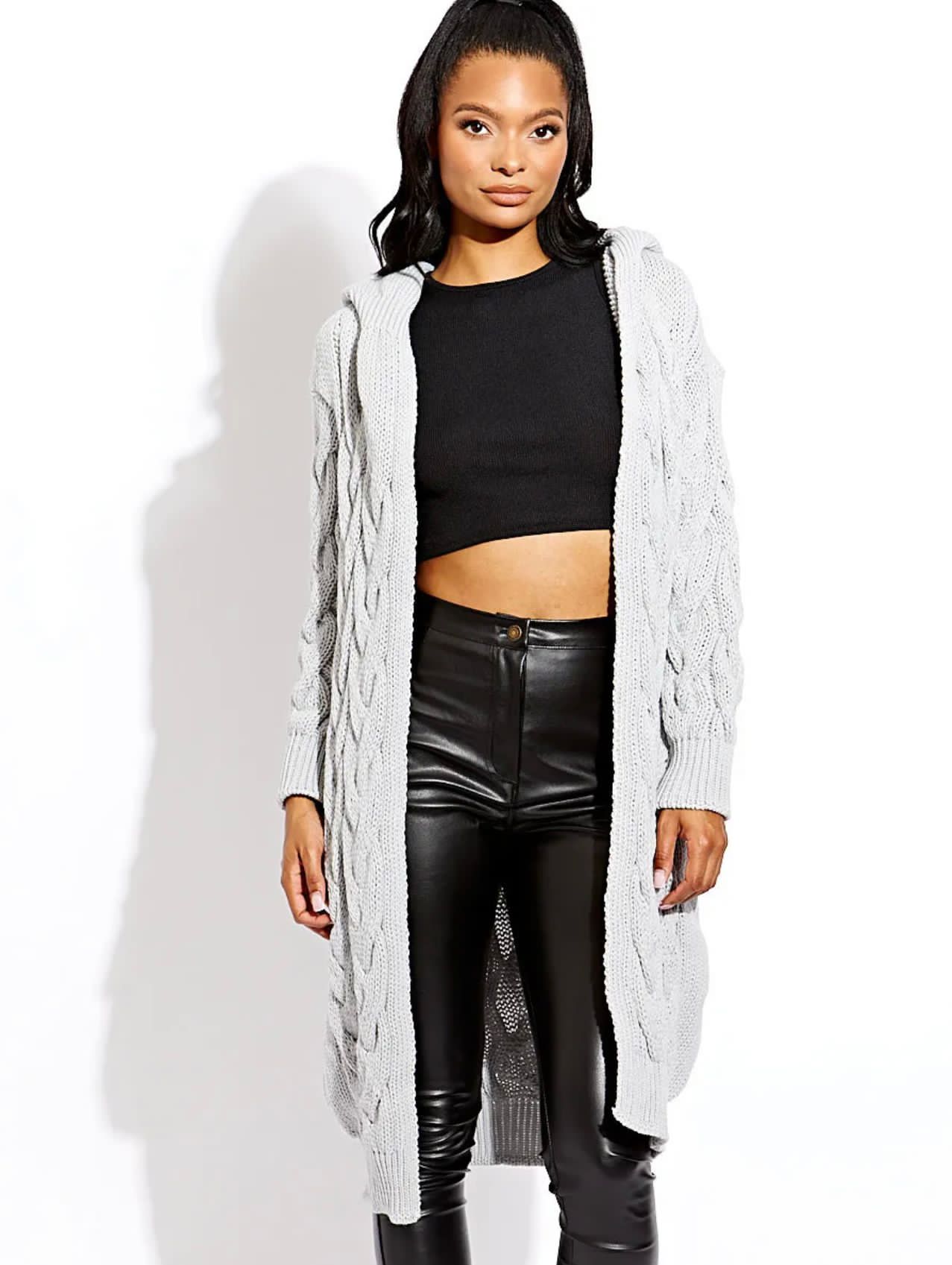 Ladies Cable Knit Hooded Cardigan 🇬🇧