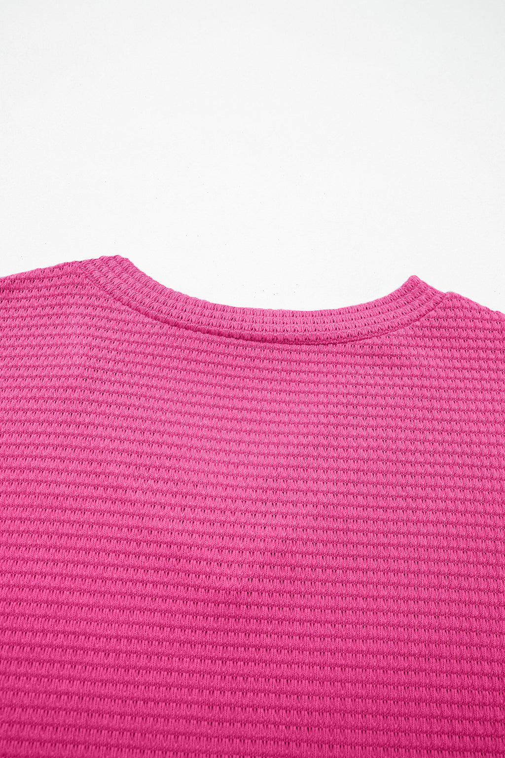 Strawberry Pink Waffle V Neck Short Sleeve Knit Top 🇺🇸