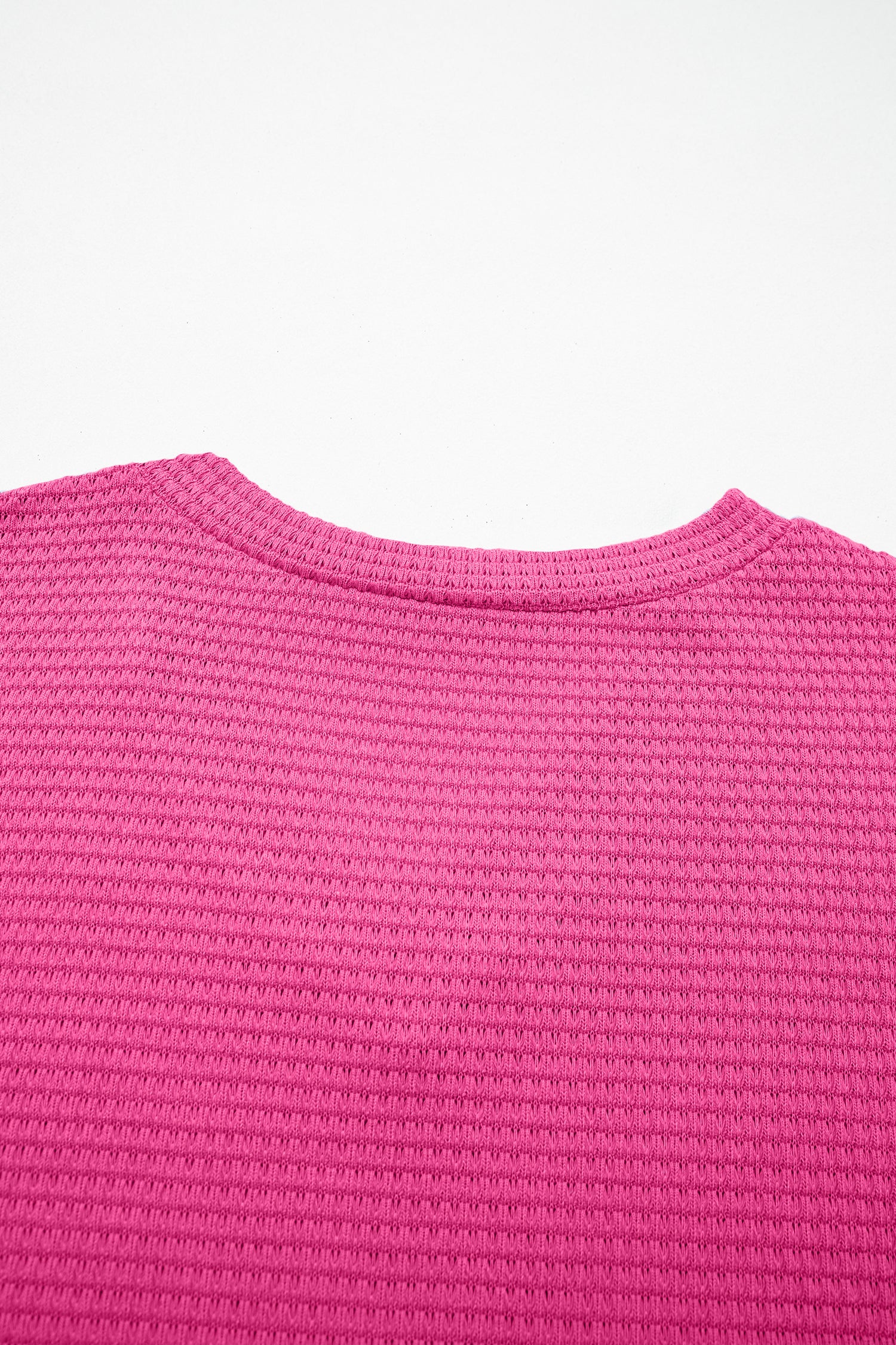 Strawberry Pink Waffle V Neck Short Sleeve Knit Top 🇺🇸