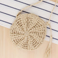 Simple round tassel women's crossbody straw woven bag 🇨🇳