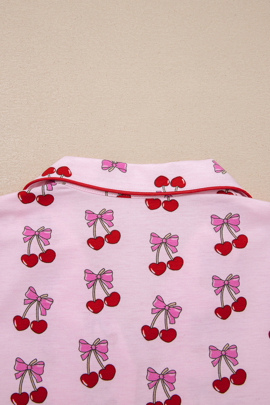 Pink Cherry/Bow Print Short Pajama Set 🇺🇸
