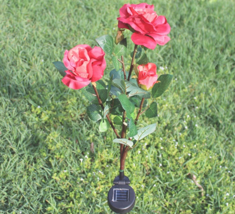 Solar rose lamp 3LED plug in the sun nen light garden garden light lawn light 🇨🇳