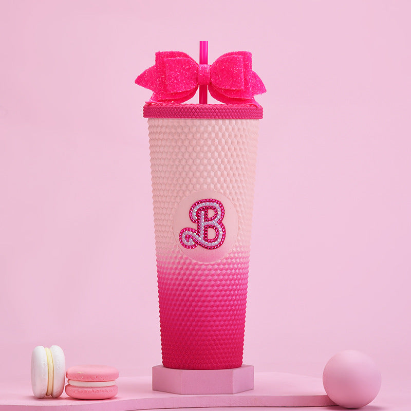 Double Layer Plastic Sippy Cup 710ml Large Capacity with Butterfly Knot 🇨🇳