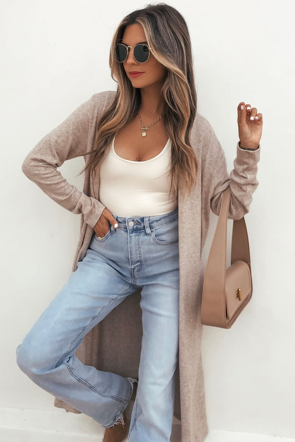 Parchment Solid Color Long Sleeve Casual Tunic Shift Cardigan 🇺🇸