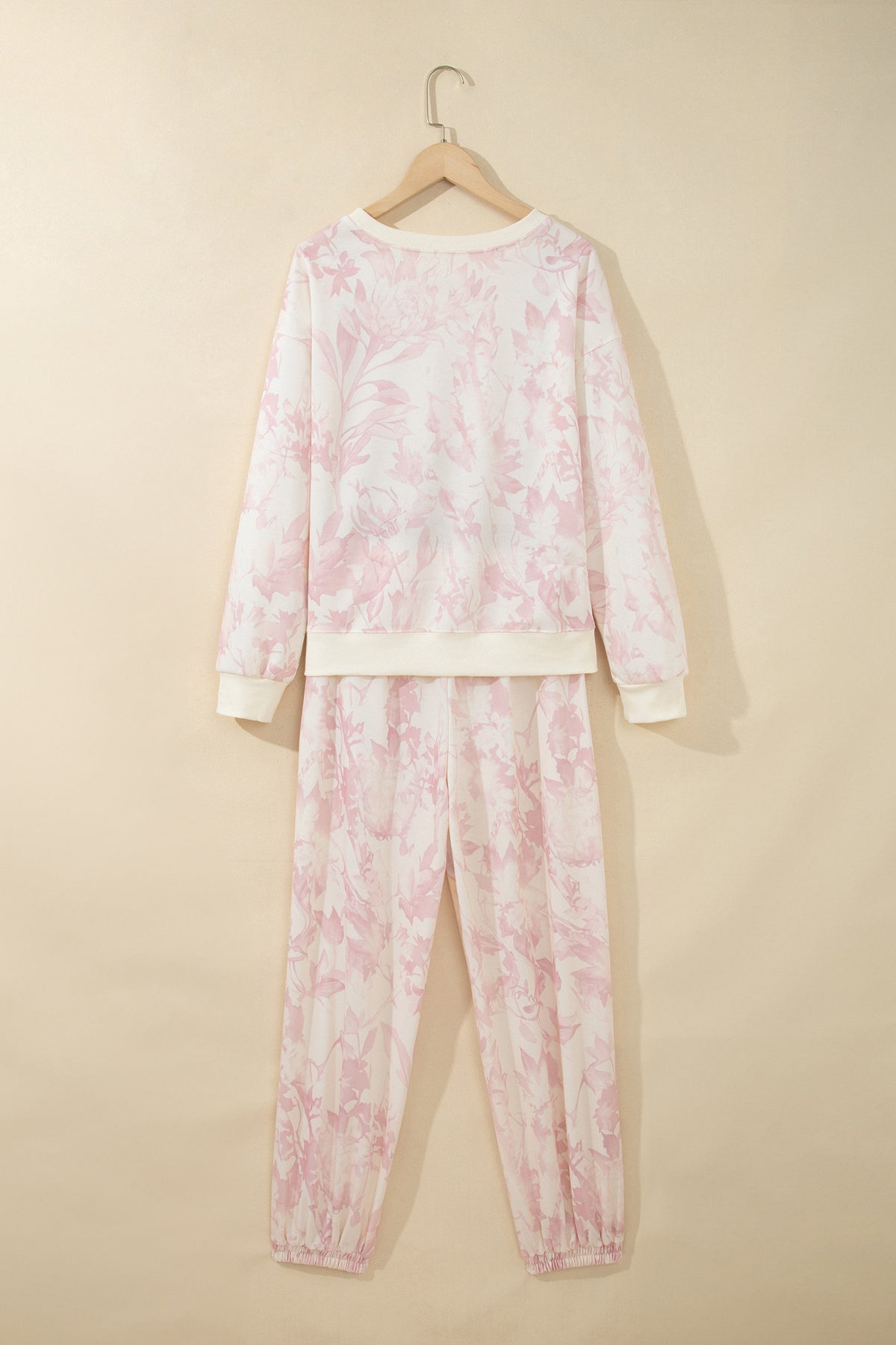 Pink Abstract Print Drop Shoulder Drawstring Waist Drawstring Hem Pant Set 🇺🇸