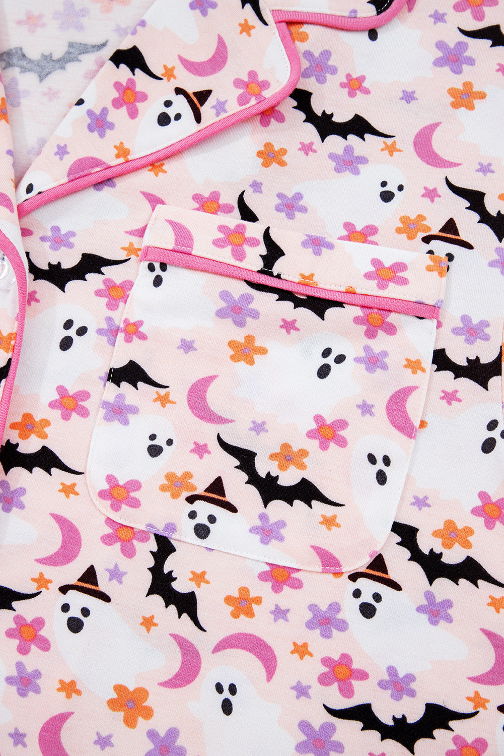 Pink Halloween Eve Haunted Honey Bat Print Pajama Set 🇺🇸