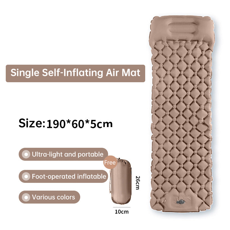 Outdoor double inflatable sleeping pad – with built-in pillow & pump, for camping, backpacking, hiking 🇨🇳