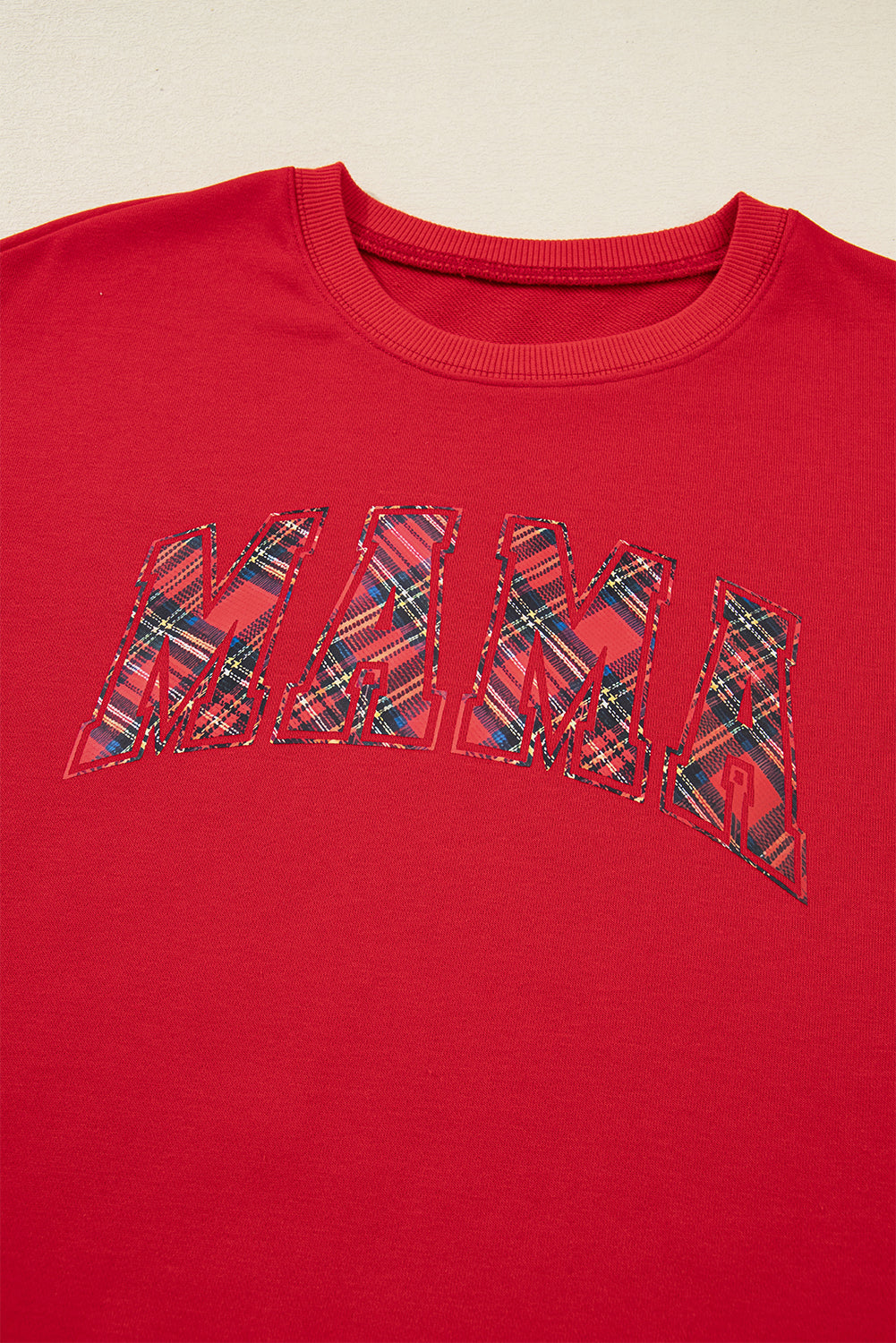 Red Plaid Mama Graphic Christmas Holiday Crewneck Pullover and Pants Two Piece Loungewear 🇺🇸