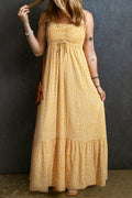 Yellow Frilly Smocked High Waist Floral Maxi Dress 🇺🇸