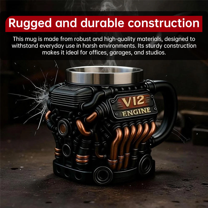 V8 Engine Mug | Stainless Steel Coffee Cup for Car Lovers 🇨🇳
