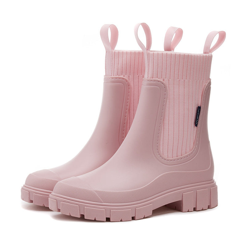 Elastic Mid-Calf Rain Boots, Durable Heeled (Waterproof Non-Slip) 🇨🇳