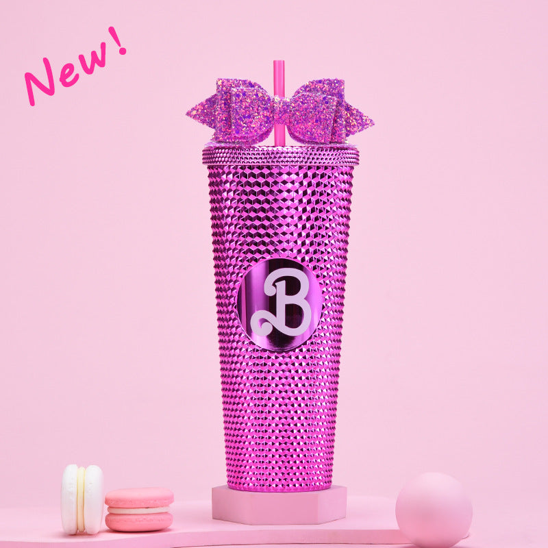 Double Layer Plastic Sippy Cup 710ml Large Capacity with Butterfly Knot 🇨🇳