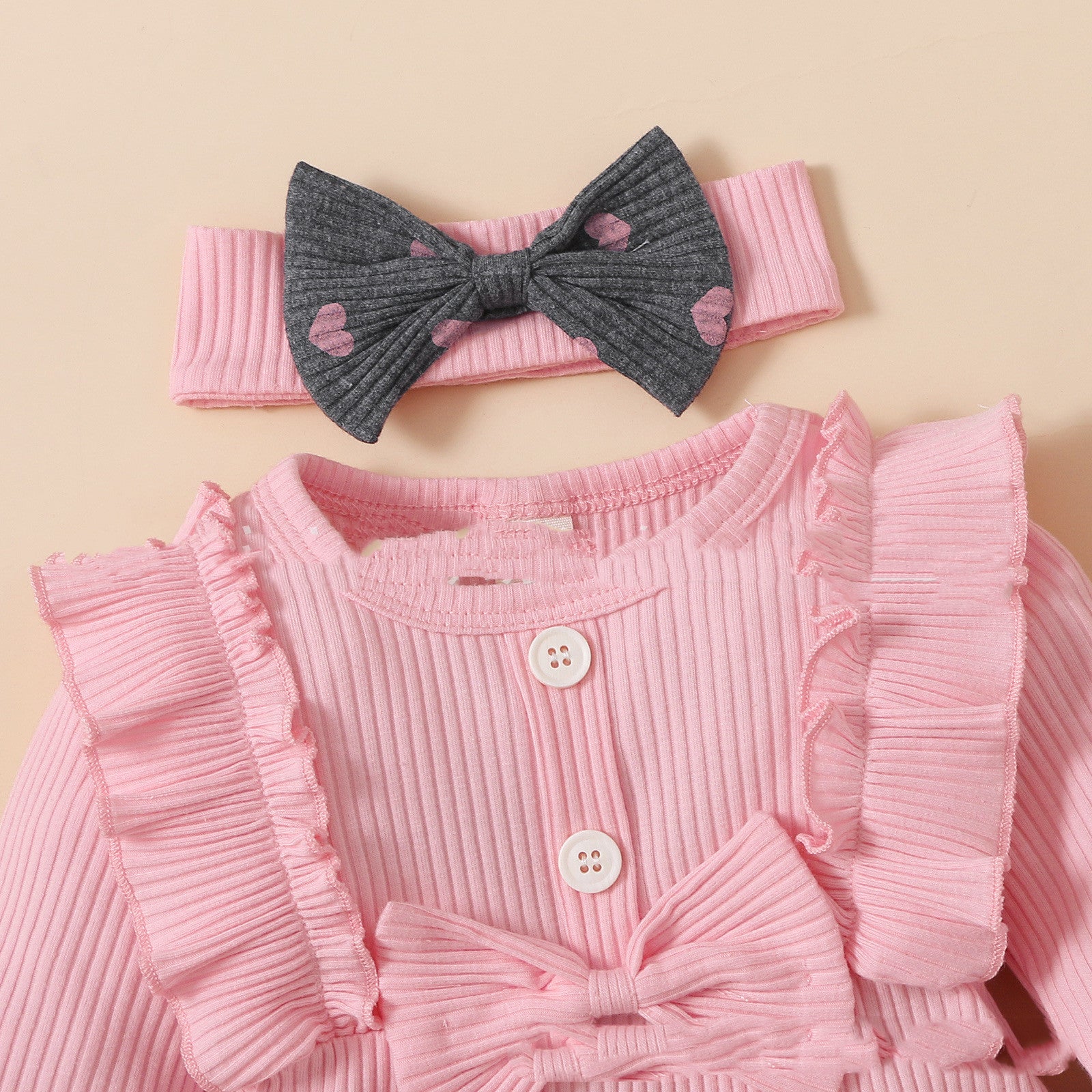 Little Kids' Suit Sunken Stripe Top And Printed Peach Heart Leggings 🇨🇳