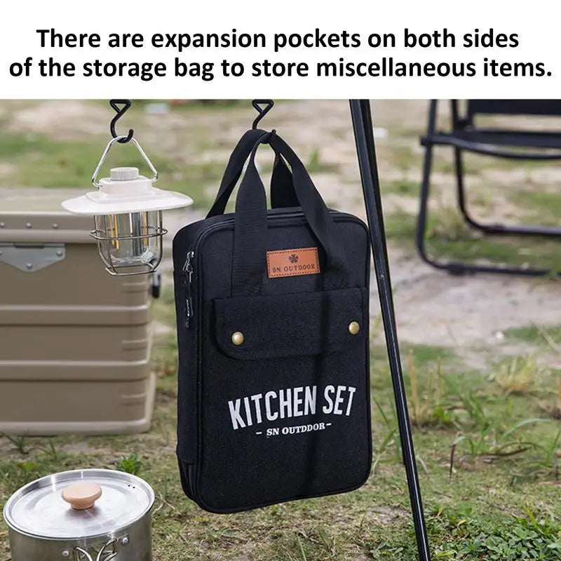 Camping Kitchen 8pcs Outdoor Cookware Kit Stainless Steel Tool Travel Set And Utensil Organizer Storage bag 🇨🇳