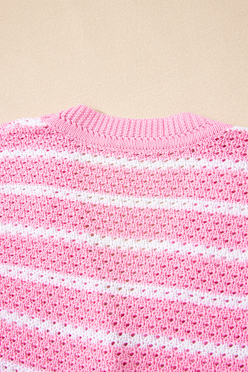 Pink Stripe V Neck Gold Buttons Elegant Sweater Vest 🇺🇸