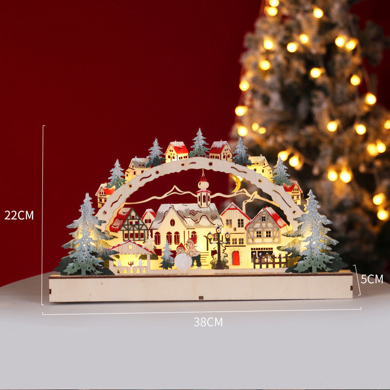 Wooden LED Luminous Christmas Village Shopping Mall Window Display Creative Gifts 🇨🇳