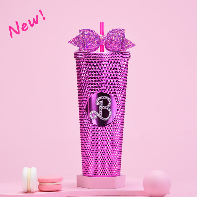 Double Layer Plastic Sippy Cup 710ml Large Capacity with Butterfly Knot 🇨🇳