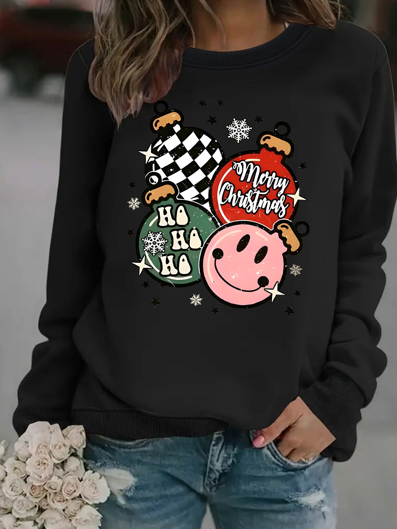 Christmas themed print sweatshirt 🇨🇳