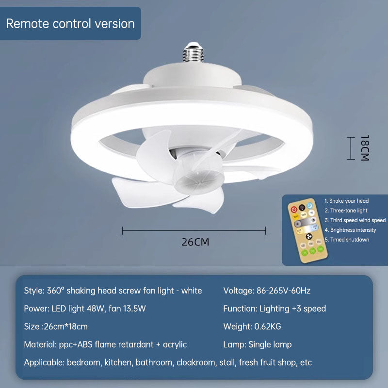 360 Rotating 48W Ceiling Fan E27 With Led Light And Remote Control 360 Rotation Cooling Electric fan Lamp Chandelier For Room Home Decor 🇨🇳