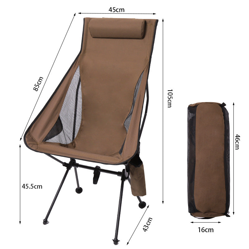 Folding camping chair with headrest. Lightweight, aluminum alloy, for travel and fishing. 🇨🇳