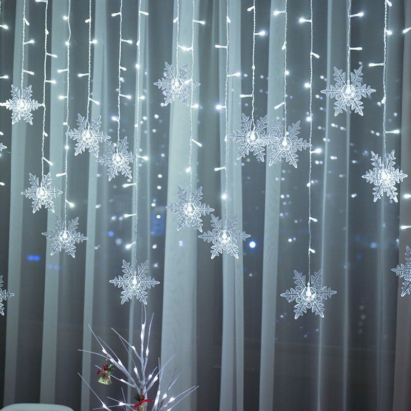 Snowflake ice strip curtain light, Christmas snowflake colored light, LED star curtain light string 🇨🇳