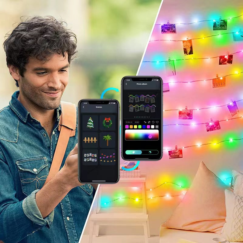 RGB Intelligent Point Control Magic Leather String APP Bluetooth Christmas Day Decoration Outdoor Atmosphere Color Lights 🇨🇳