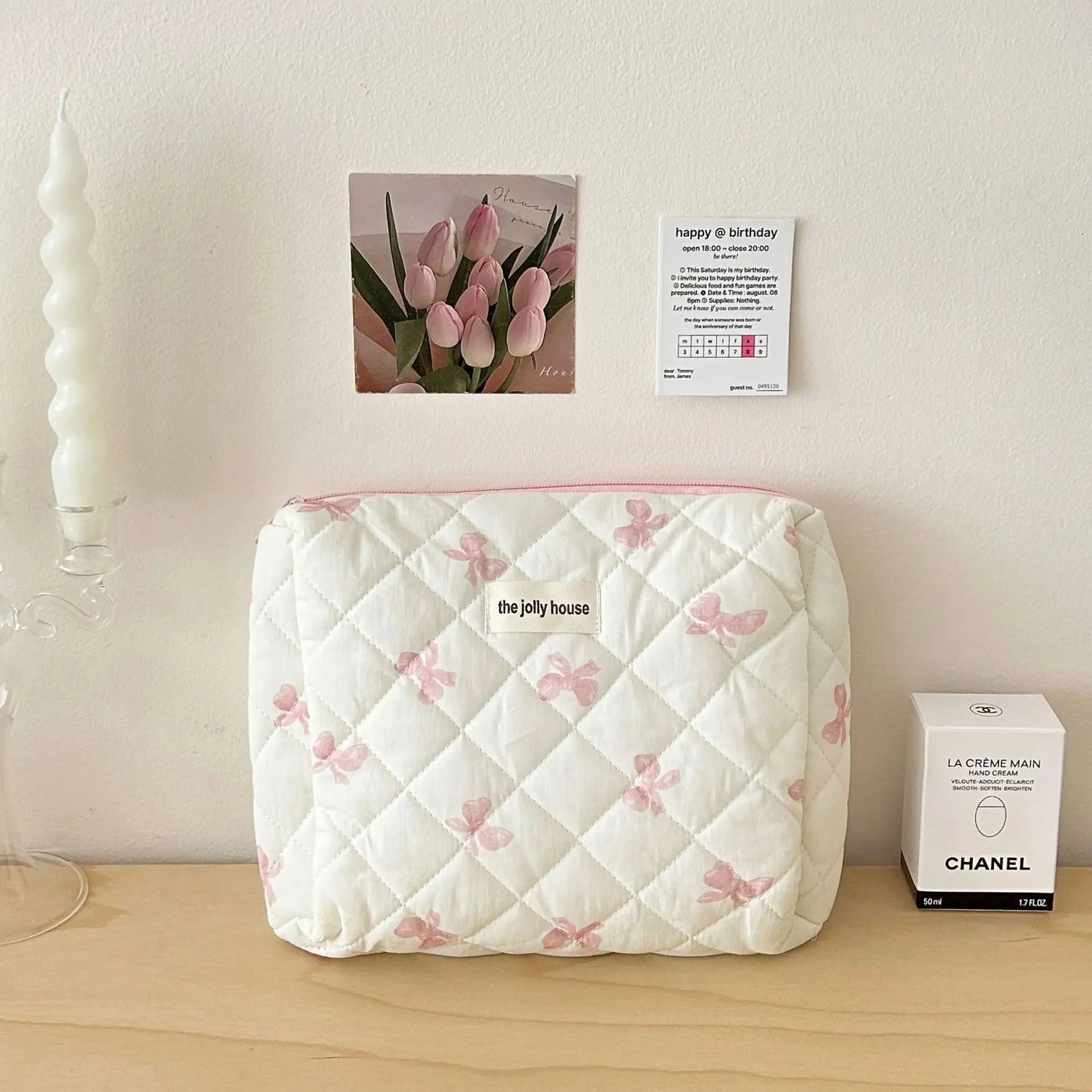 Cute Bow Flower Quilting Cotton Makeup Bag 🇨🇳