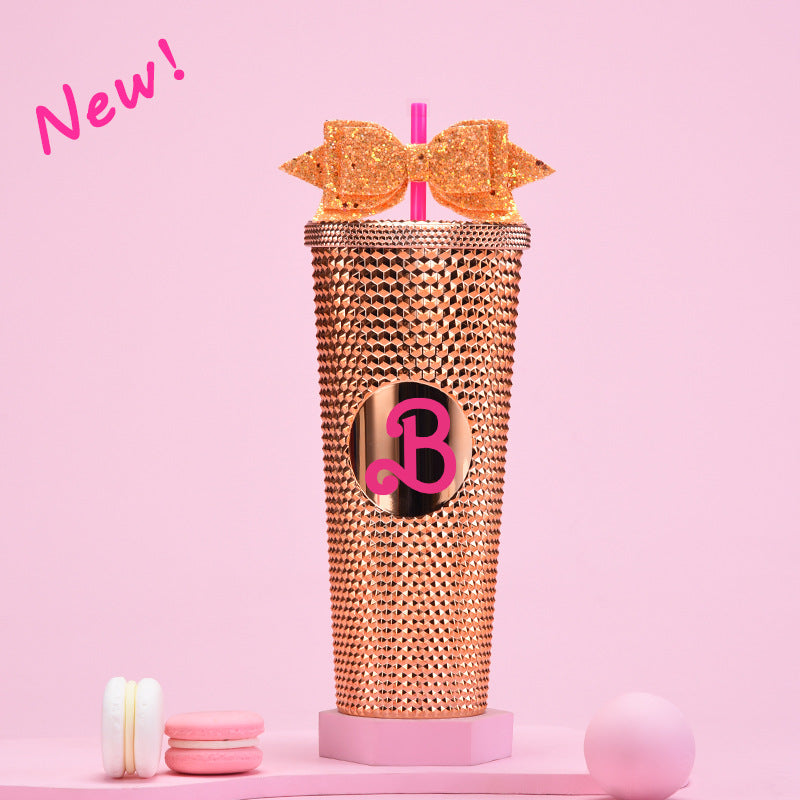 Double Layer Plastic Sippy Cup 710ml Large Capacity with Butterfly Knot 🇨🇳
