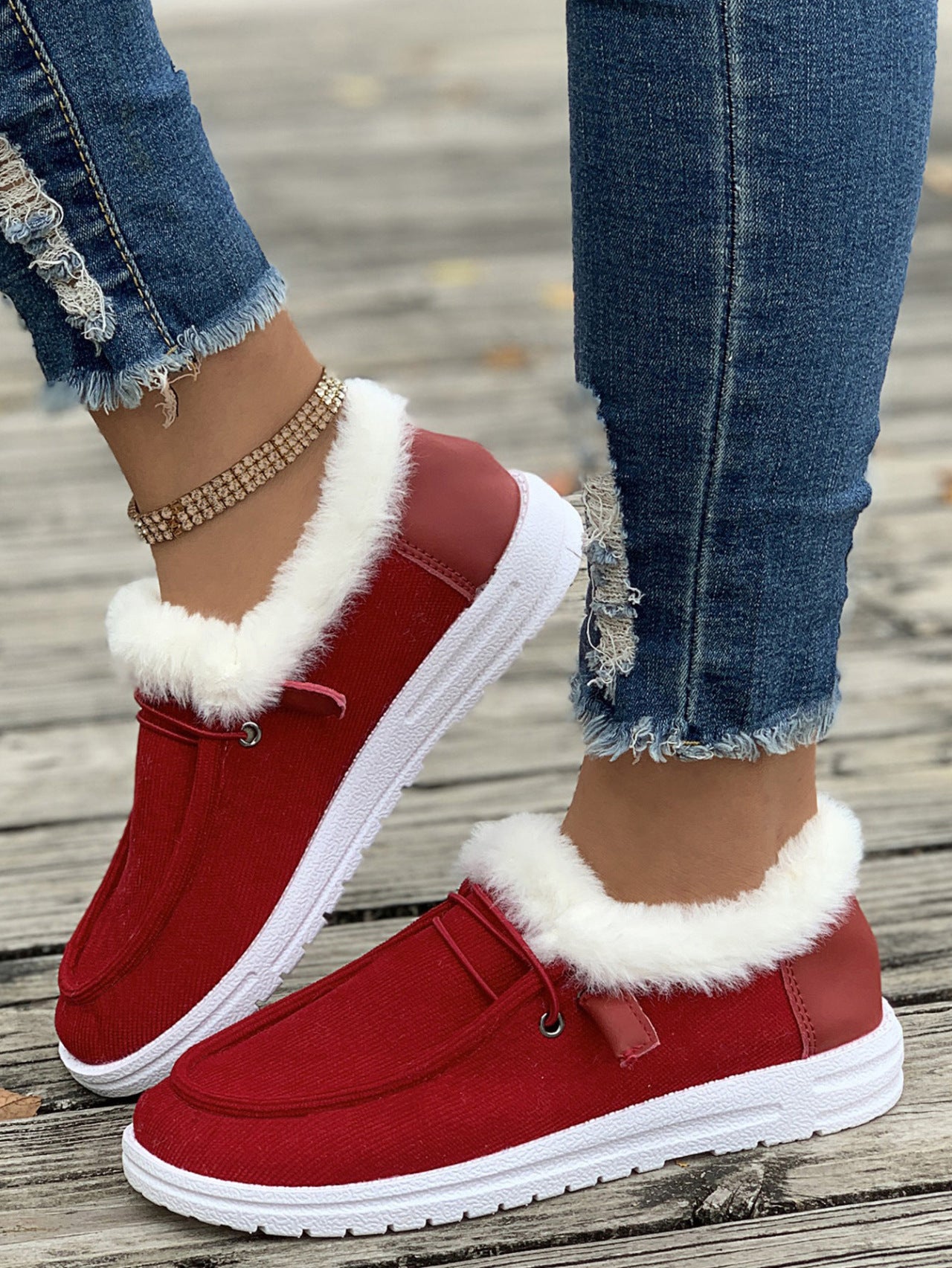 Women's casual shoes with plush and fuzzy cotton 🇨🇳