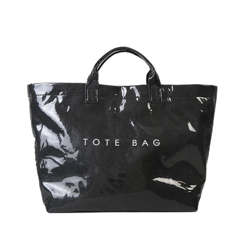 Fashionable Retro Dupont Paper Bag Women's Large Capacity Kraft Paper Handbag Shopping Bag Trendy 🇨🇳