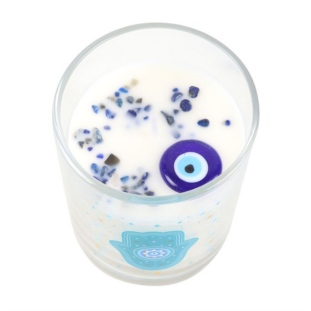 Hand of Hamsa White Rose Candle with Crystals 🇬🇧