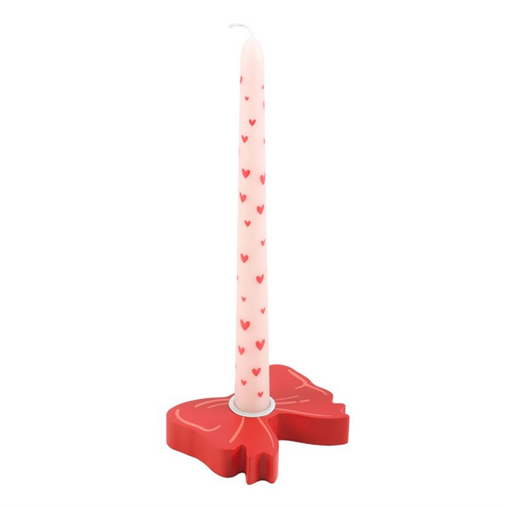Red Bow Taper Candle Holder 🇬🇧