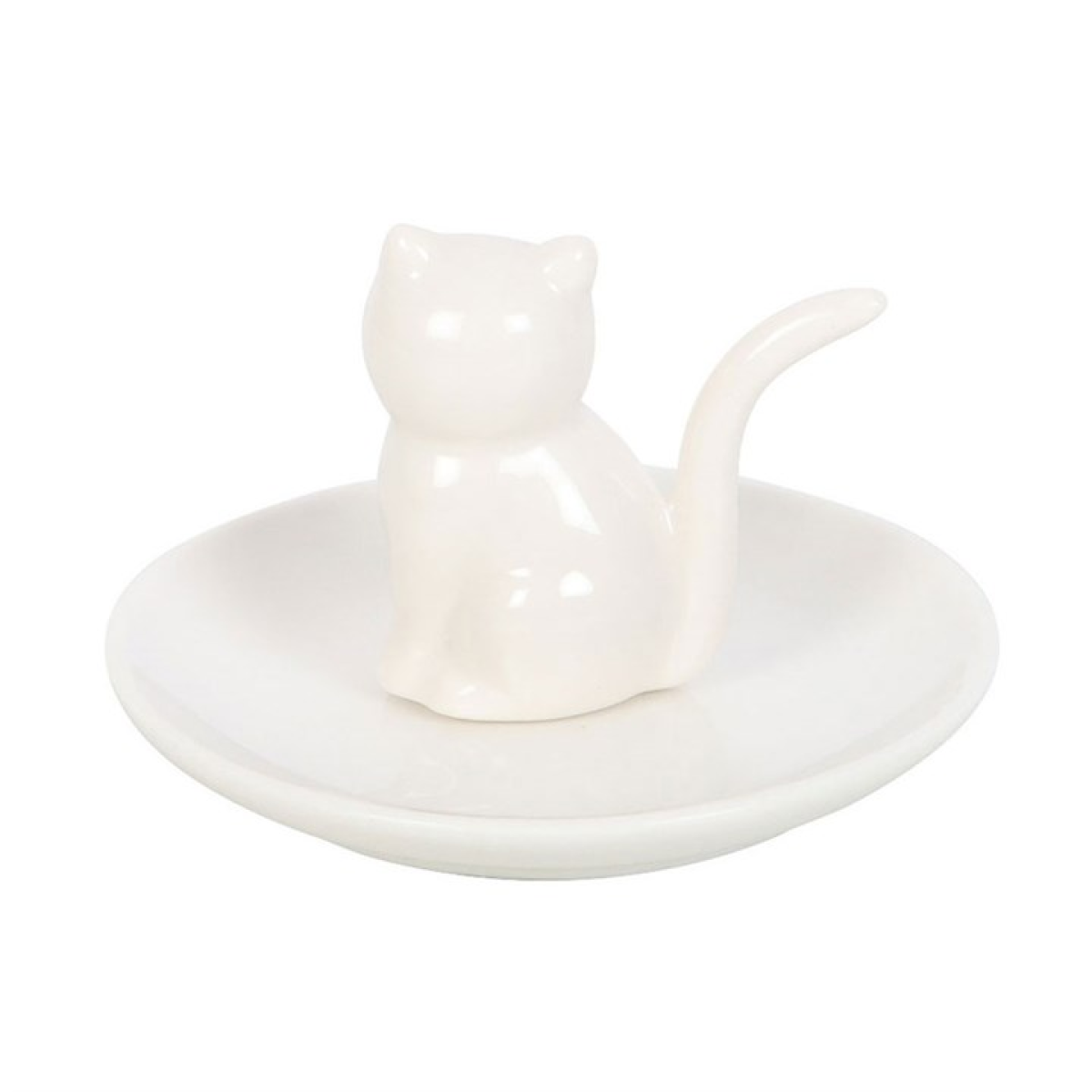 Sitting White Cat Face Trinket Dish 🇬🇧