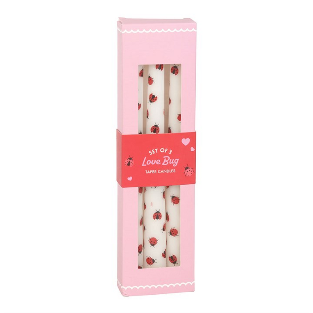 Set of 3 Love Bug Ladybird Taper Candles 🇬🇧